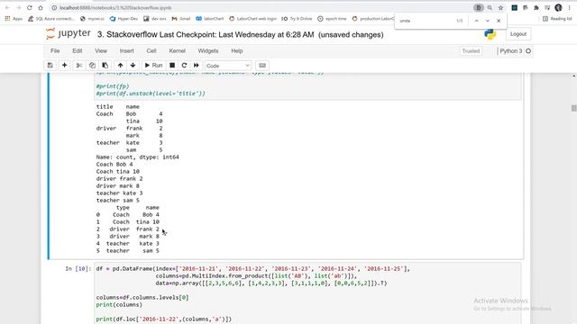 Python How to unstack a dataframe and how to slice a multilevel hierarchy index смотреть онлайн