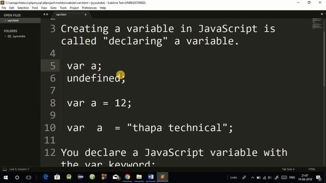 JavaScript Tutorials in Hindi Part 2: Variable in JavaScript & Identifiers in JavaScript in Hindi смотреть онлайн