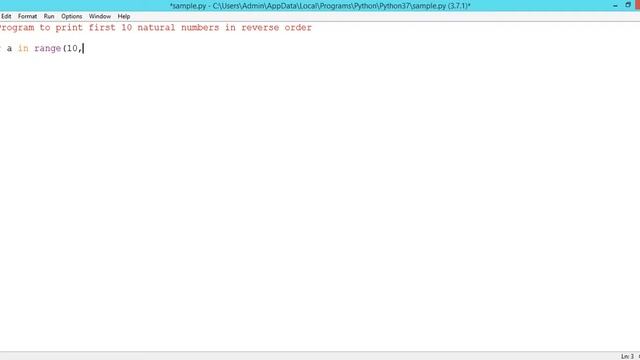 Python program to print first 10 natural numbers in reverse order смотреть онлайн