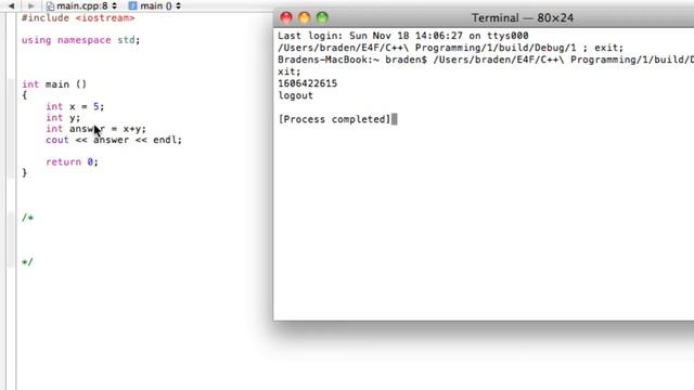Undefined and uninitialized variables (C++ programming tutorial) смотреть онлайн