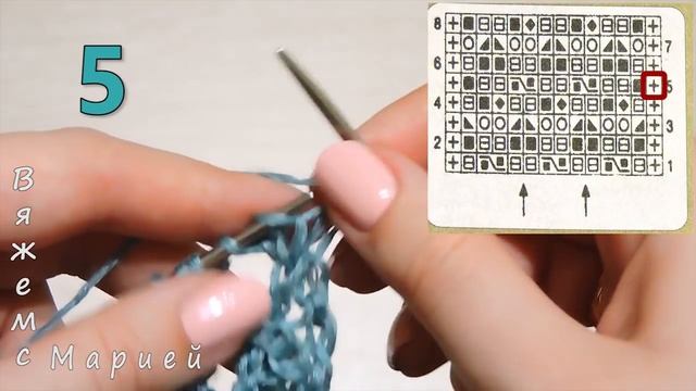 Ажурный сетчатый узор спицами. Учимся читать схему. смотреть онлайн