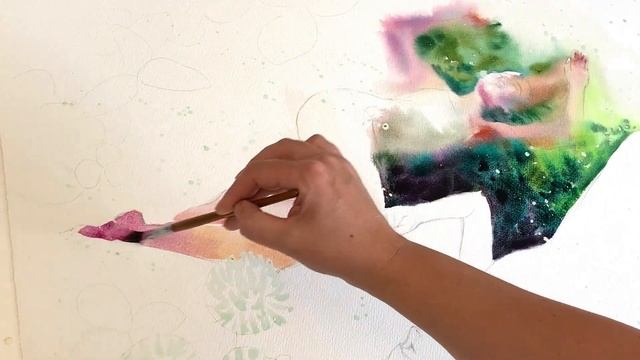 Процесс создания акварели "Клевер", художница Марина Трушникова. Watercolor 'Clover" step by step. смотреть онлайн