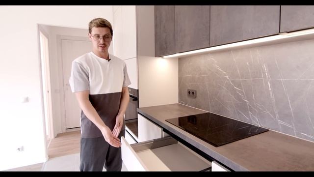 Просторная кухня на заказ в ЖК «Бунинские луга». Современный стиль и очень красивые фасады. смотреть онлайн