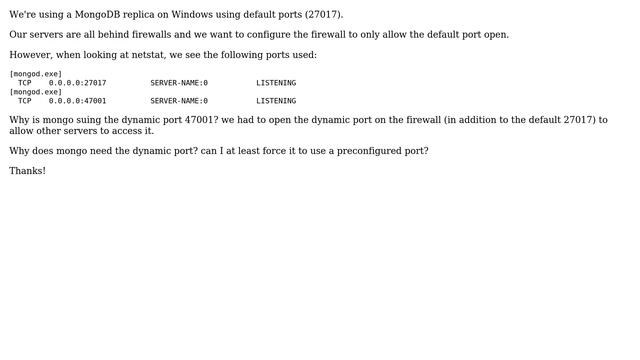 DevOps & SysAdmins: MongoDB uses Dynamic Port? смотреть онлайн