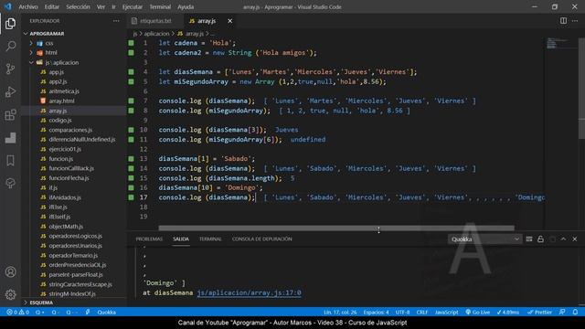 Aprogramar con JavaScript - 38 Modificar arrays en JS 2021 смотреть онлайн