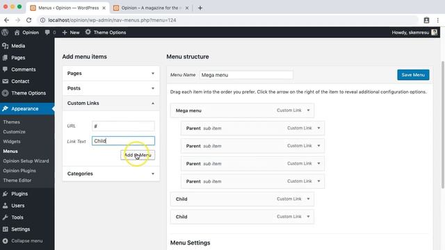 Mega menu setup - Opinion WordPress Theme смотреть онлайн