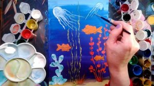 Рисуем морское дно.