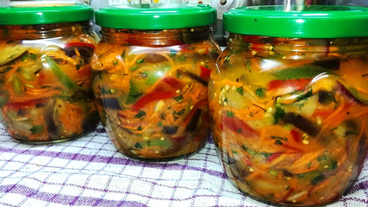 Баклажаны на зиму. Очень вкусный салат из баклажан по-корейски на зиму! смотреть онлайн