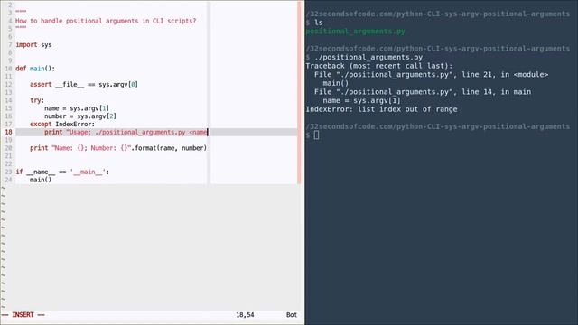 How to handle positional arguments with sys.argv? Python/CLI смотреть онлайн