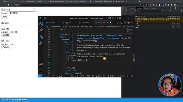 Removing from an array in State - ReactJS(TypeScript) | MengSreang Channel смотреть онлайн