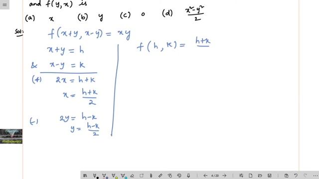 If f(x+y,x-y)=xy, then the arithmetic mean of f(x,y) and f(y,x) is?/Functions/NTA/chapter wise/jee смотреть онлайн