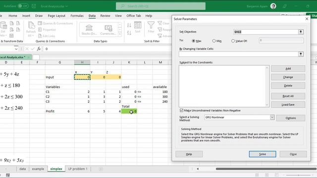 4. Simplex Method using Excel - part 1 смотреть онлайн