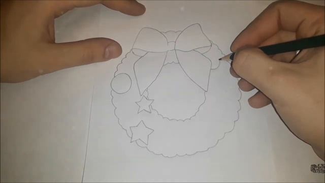 Рисуем Рождественский венок вместе! Как нарисовать Рождественский венок? #drawings смотреть онлайн