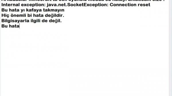 Minecraft Internal exception java net SocketException Connection reset hatası[Kesin Çözüm]