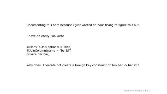 MySQL : Using MySQL, why doesn't Hibernate/JPA create foreign key constraints for me? смотреть онлайн