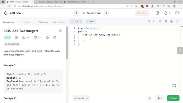 Add Two Integers - LeetCode 2235 Solution in C++ (LeetCode Math) смотреть онлайн