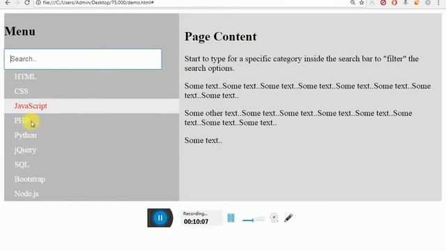 Ep5 - Search menu Side Bar Source Code - Javascript смотреть онлайн