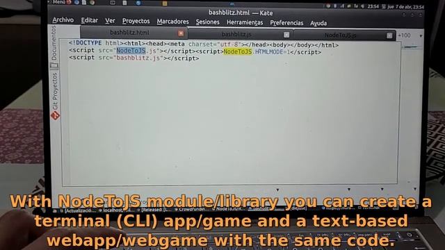 Create text based apps/games for terminal and web with the same code using NodeToJS module/library. смотреть онлайн