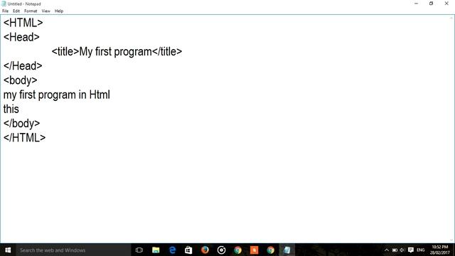 First Program in HTML using notepad смотреть онлайн