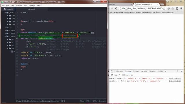 how to pass ES6 Default Parameter, Object assign смотреть онлайн