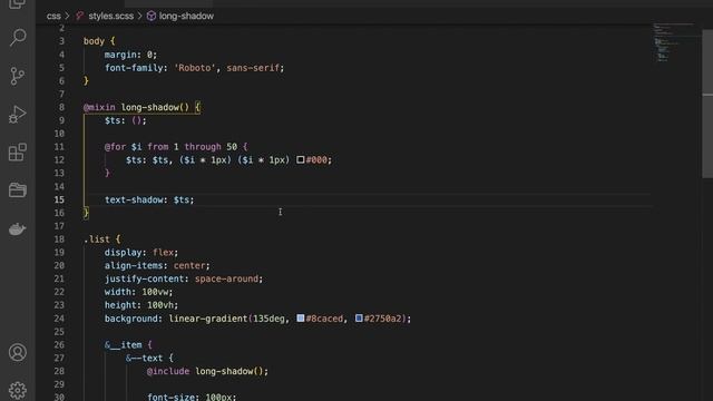 Длинная тень. Знакомство с циклами и миксинами в SCSS смотреть онлайн