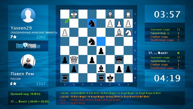 Chess Game Analysis: Yaseen29 - Павел Рем : 0-1 (By ChessFriends.com) смотреть онлайн