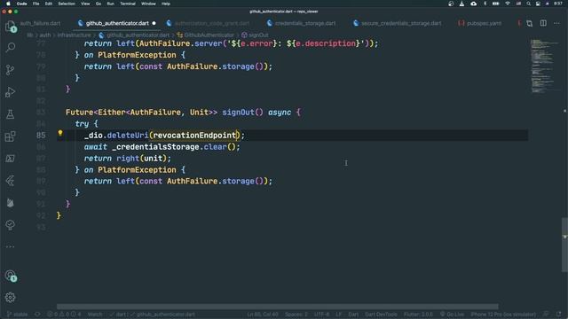 Signing Out and Token Revocation in Flutter - GitHub Clone Tutorial смотреть онлайн