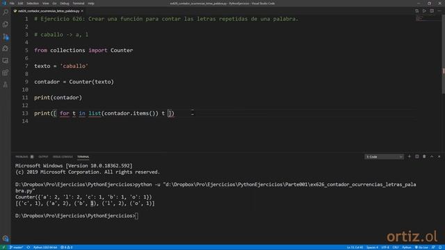 Python - Ejercicio 626: Crear una Función para Contar las Letras Repetidas de una Frase смотреть онлайн