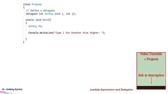 Delegates, Lambda Expressions, Action and Func Delegates | C# Getting Started смотреть онлайн