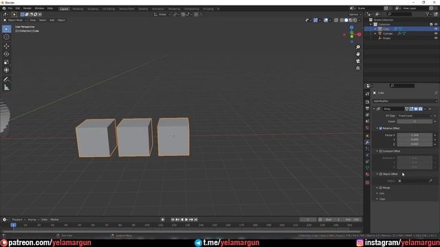 Blender 2.9 - модификатор array смотреть онлайн