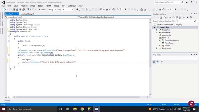 How to insert data in sql using c# windows form application смотреть онлайн