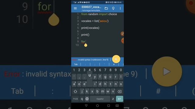 Python ? en Android: 27 Usar la Función choice() de random para Seleccionar una Vocal Aleatoriament смотреть онлайн