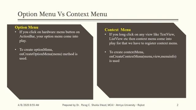 Difference Between OptionMenu and ContextMenu - Android смотреть онлайн
