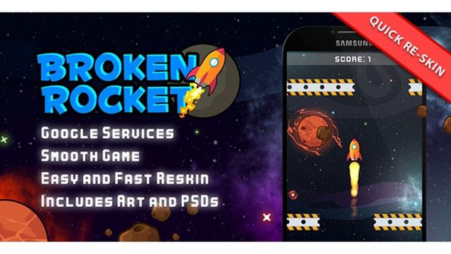 Broken Rocket - Leaders + IAP + Admob + Share | Codecanyon Scripts and Snippets смотреть онлайн