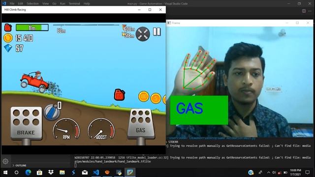Python Project : Automate Hill climb racing game Using Python | Opencv & Mediapipe. смотреть онлайн