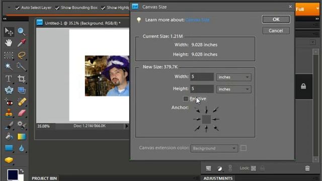 Photoshop Elements 9.0 Tutorial Changing the Canvas Size Adobe Training Lesson 13.1 смотреть онлайн