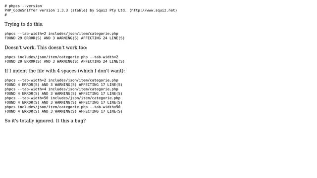 Webmasters: PHP CodeSniffer: indentation of 2 is ignored, it just checks 4 смотреть онлайн