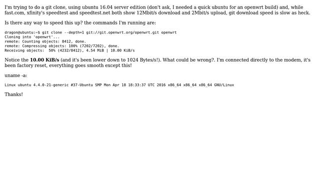 Slow git clone speed, everything else +12Mbit/s смотреть онлайн