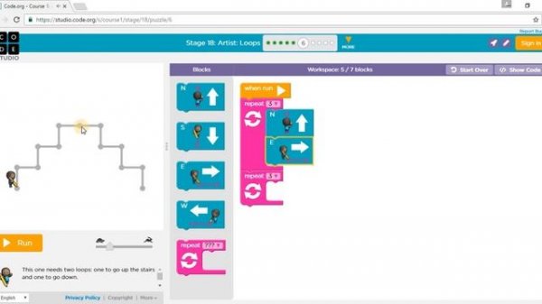 Code.org: Course 1 - Stage 18: Artist Loops