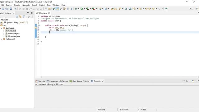 Char DataType using Java смотреть онлайн