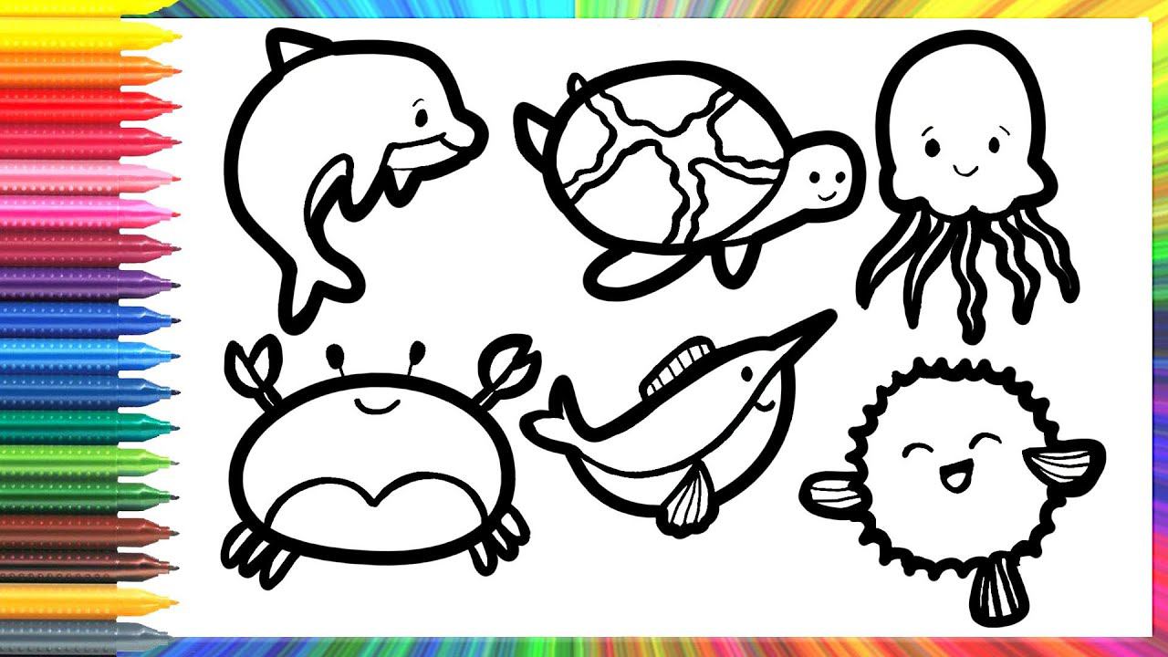 Drawing and coloring marine life for children&Drawing for children смотреть онлайн