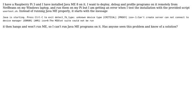 Raspberry Pi: Java ME 8 on RPi. Error: 'detect_fb_type: unknown device type' смотреть онлайн
