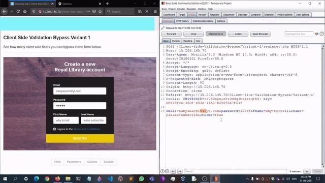 Client Side Validation Bypass Part 1 | Web App Pentesting | How to bypass Client Side Validation -1 смотреть онлайн
