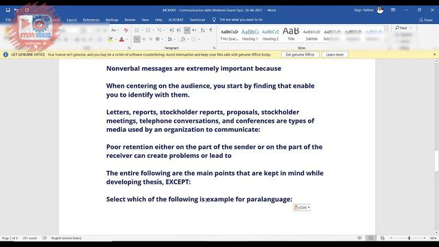 MCM301-COMMUNICATION SKILLS MID TERM GRAND QUIZ 2021 Vu Pakistan | MEGA File & Today Quiz| 95-100 % смотреть онлайн