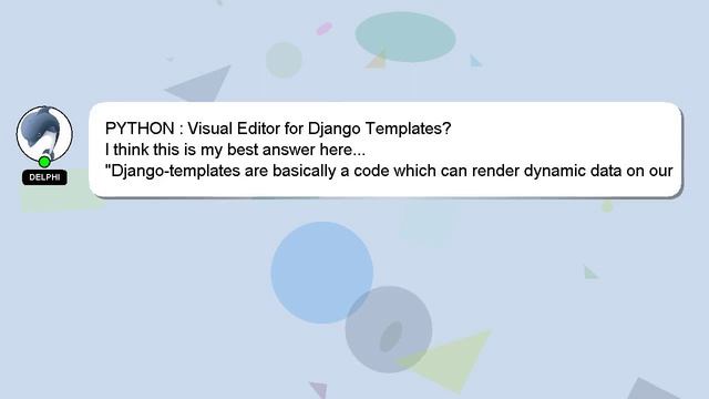 PYTHON : Visual Editor for Django Templates? смотреть онлайн