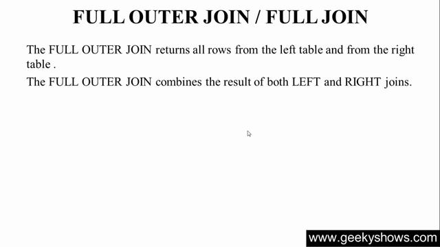 130. FULL OUTER JOIN in SQL (Hindi) смотреть онлайн