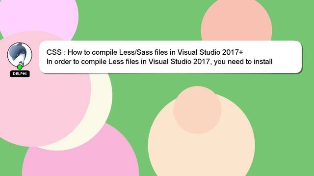 CSS : How to compile Less/Sass files in Visual Studio 2017+ смотреть онлайн