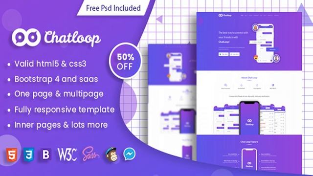 Chatloop - HTML App Landing Page | Themeforest Website Templates and Themes смотреть онлайн