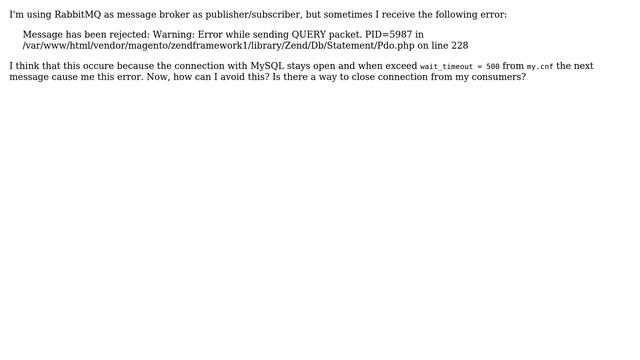 Magento: Magento 2 - RabbitMQ Message has been rejected: Warning: Error while sending QUERY packet смотреть онлайн