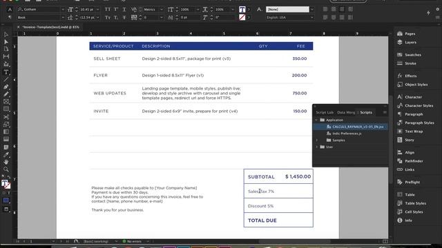 Make an Invoice with Calculations in InDesign смотреть онлайн